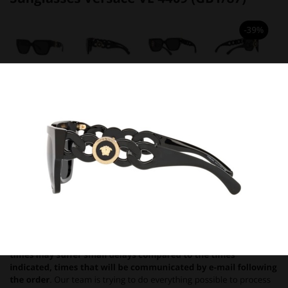 VERSACE VE4409 square Versace sunglass black with dark grey lenses - Picture 2 of 8